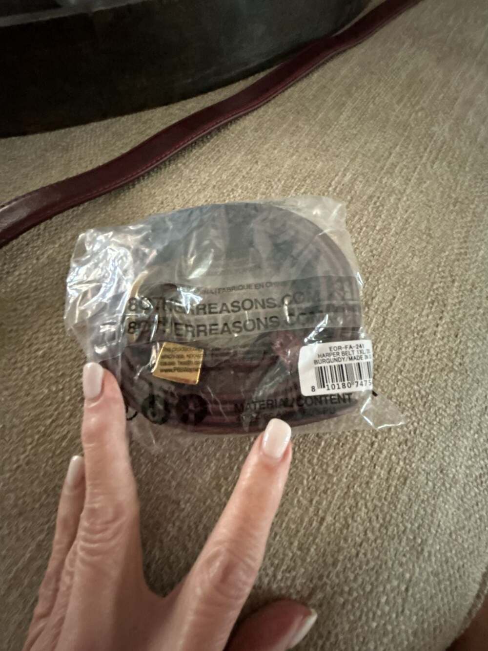 8 Other Reasons Harper Belt 1XL/2XL Burgundy w Brushed Brass Buckle